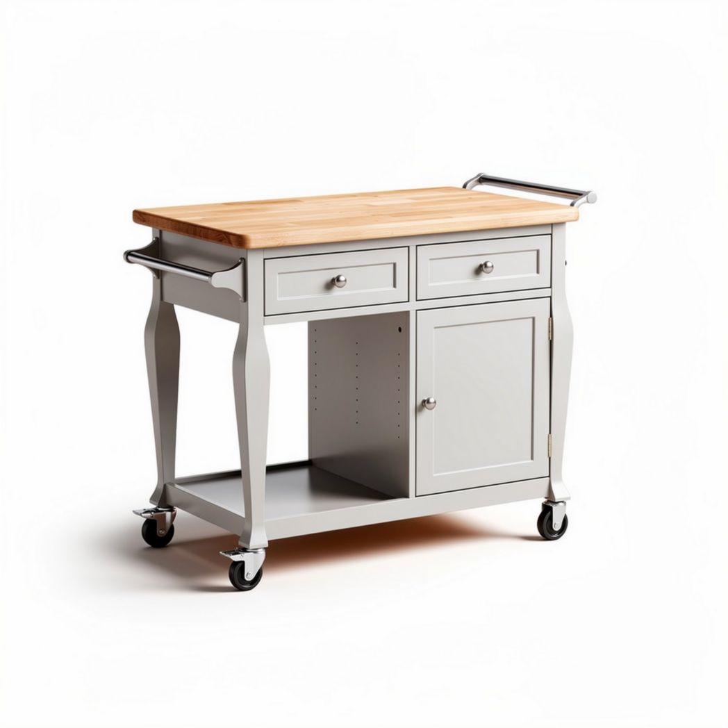 Carrello da cucina in legno con superficie di lavoro – 80 x 50 x 85 cm