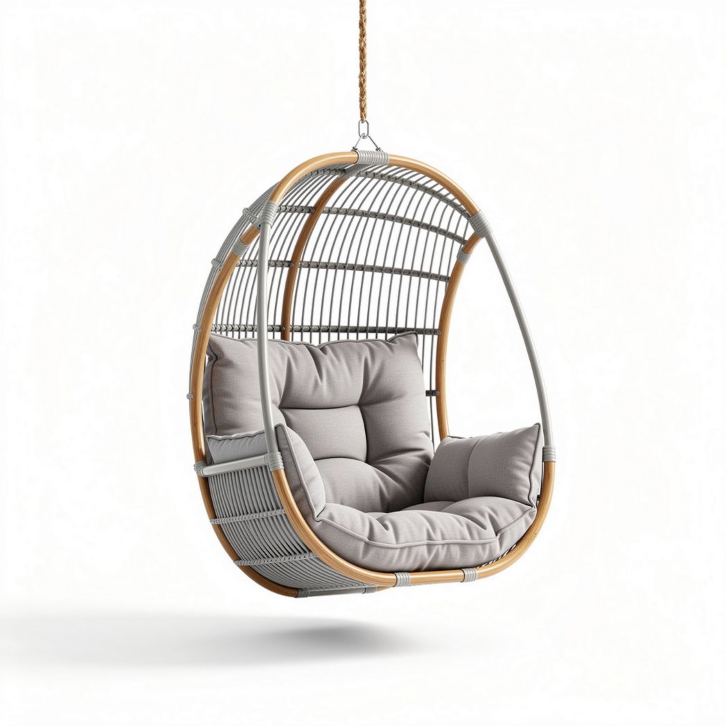 Sedia a dondolo sospesa in rattan per esterni – 120 x 80 x 100 cm