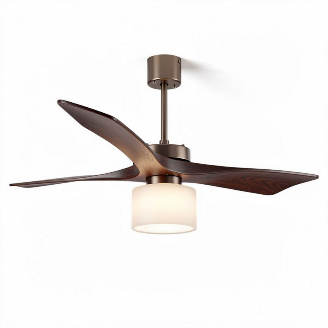 Ventilatore a soffitto con luce per ambienti interni – metallo e legno – 120 x 120 x 35 cm