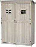 Outsunny Casetta da Giardino in Legno di Abete con Porta Doppia, Capanno Attrezzi con Mensole e Finestre, 127.5x50x164cm Grigio Chiaro